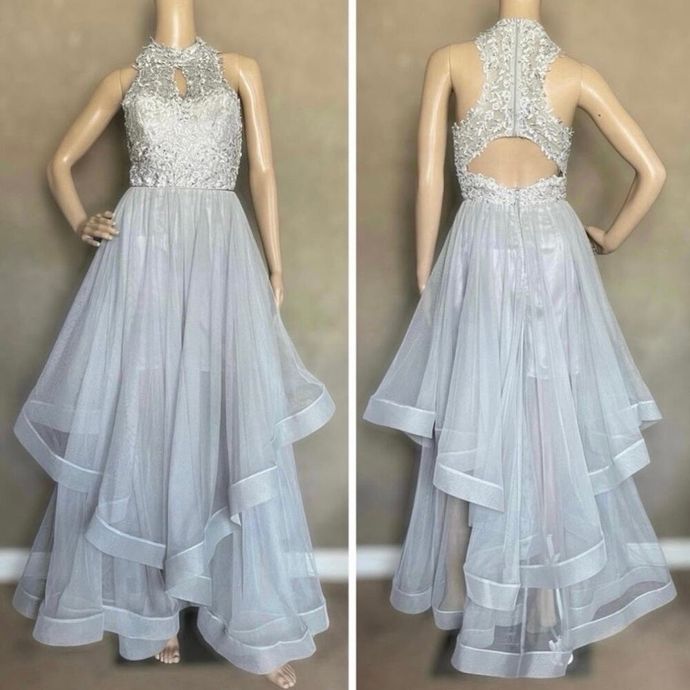 Jodi Kristopher Gray Cinderellacore Modern Princess Lace Tulle A-Line Prom Gown